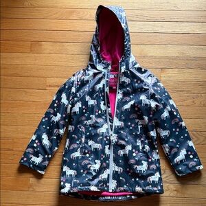 Girls Mini Boden Navy Unicorn Hooded Jacket